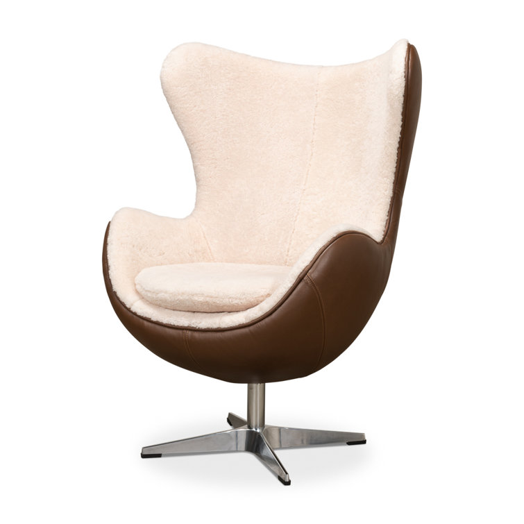 Brown Metal Contemporary Arm Chair with Shearling Upholstery