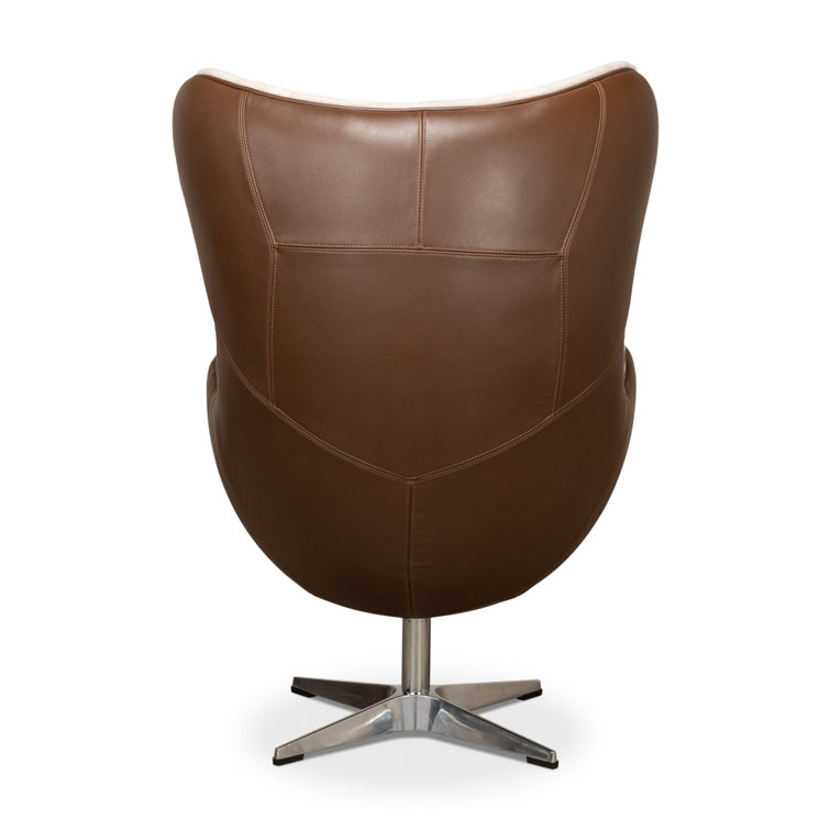 Brown Metal Contemporary Arm Chair with Shearling Upholstery
