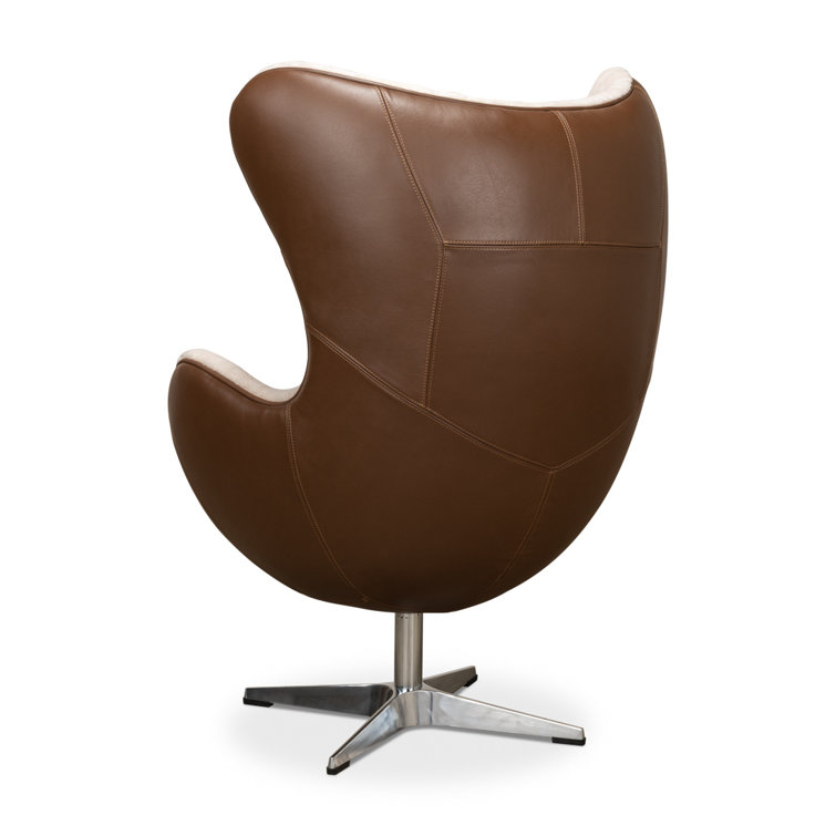 Brown Metal Contemporary Arm Chair with Shearling Upholstery