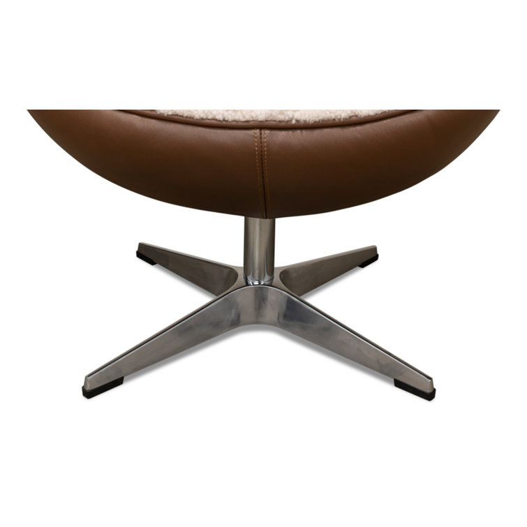 Brown Metal Contemporary Arm Chair with Shearling Upholstery