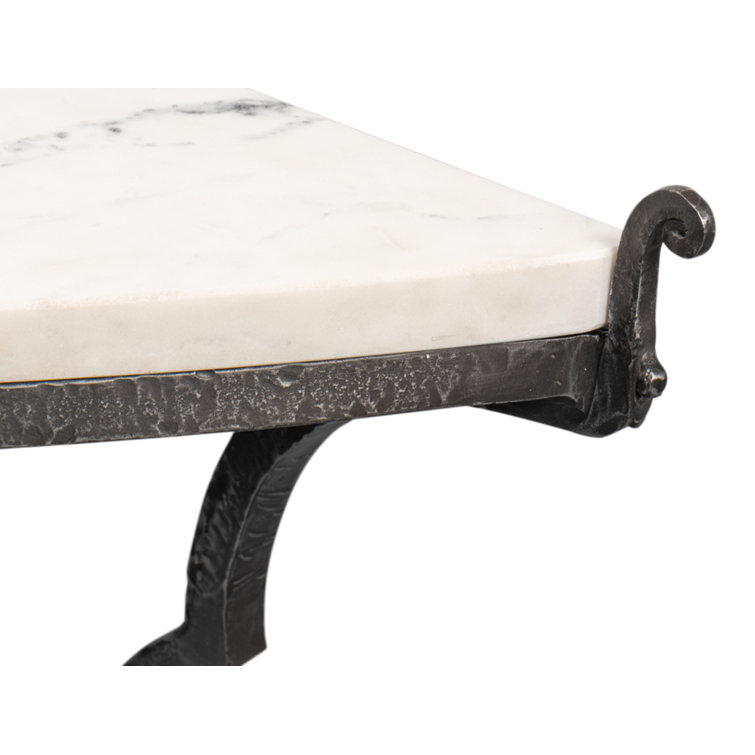 Marylin White Marble and Iron Demilune Console Table