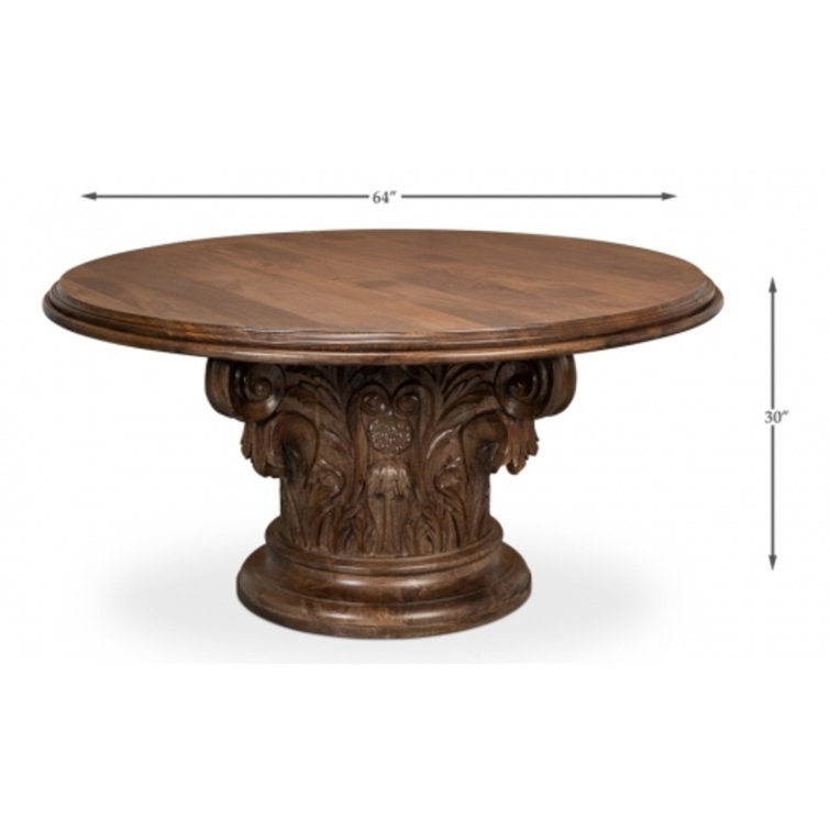 Hestia Round Brown Mango Wood Pedestal Dining Table
