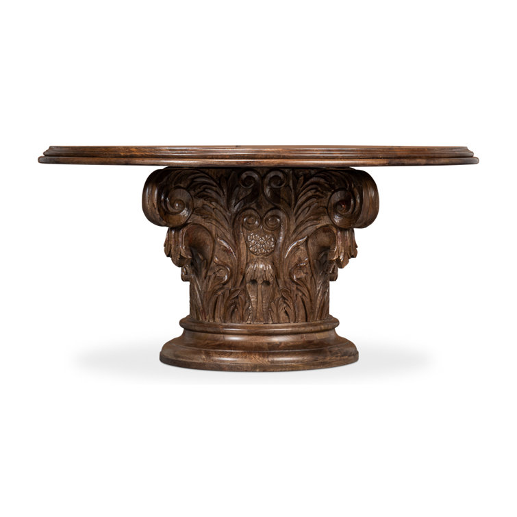 Hestia Round Brown Mango Wood Pedestal Dining Table