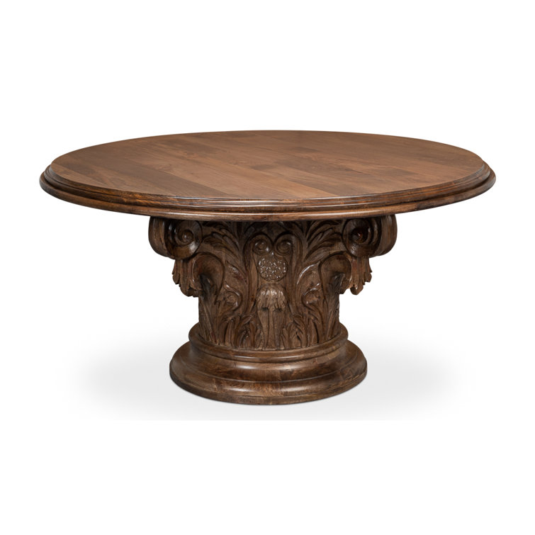 Hestia Round Brown Mango Wood Pedestal Dining Table
