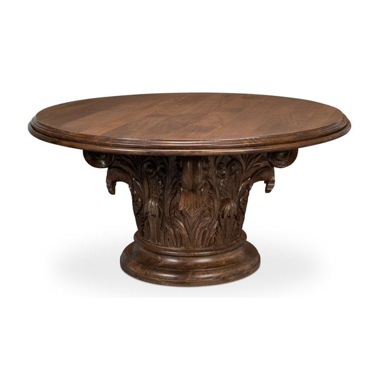 Hestia Round Brown Mango Wood Pedestal Dining Table