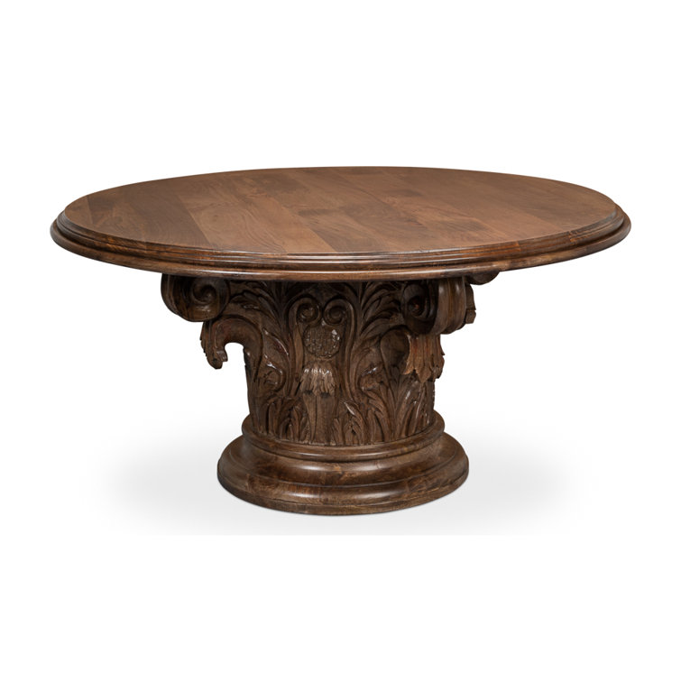 Hestia Round Brown Mango Wood Pedestal Dining Table