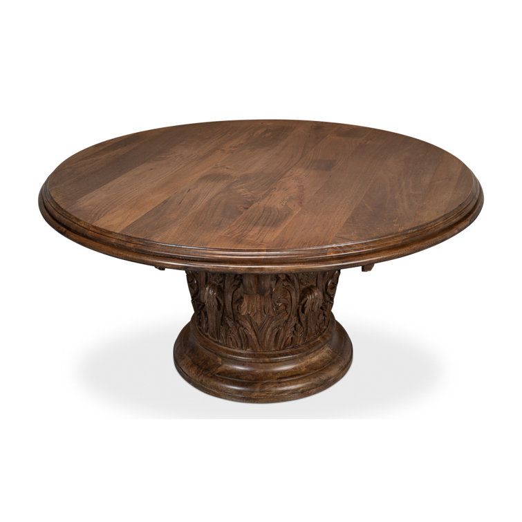 Hestia Round Brown Mango Wood Pedestal Dining Table