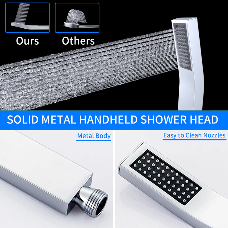 12-Inch Chrome Dual Rain Shower Head with Handheld