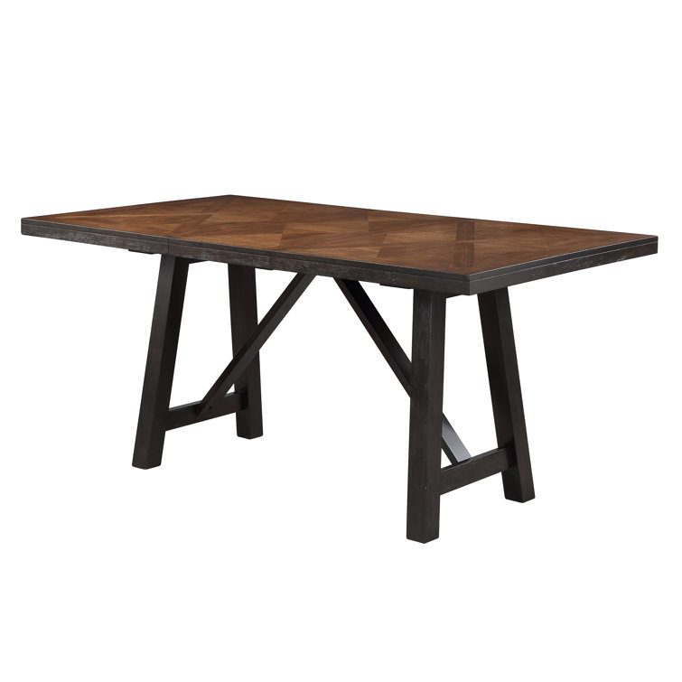 Extendable Brown Wood Counter Height Dining Table