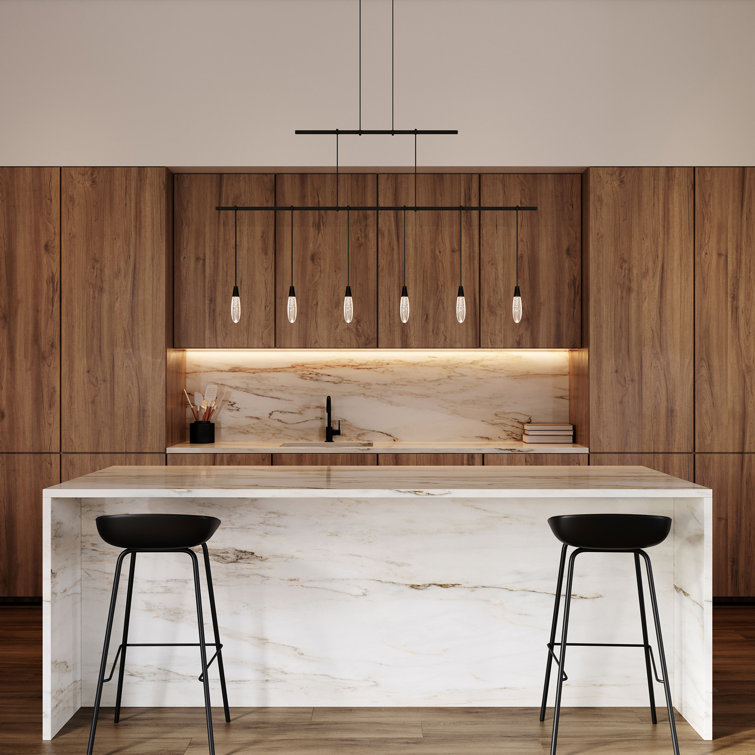 Black Crystal LED Island Pendant Light