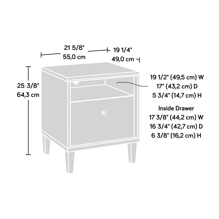 Grand Walnut Contemporary 1-Drawer Nightstand with Open Shelf