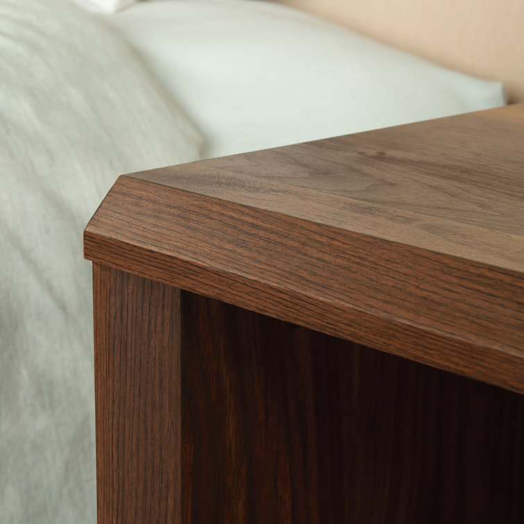 Grand Walnut Contemporary 1-Drawer Nightstand with Open Shelf