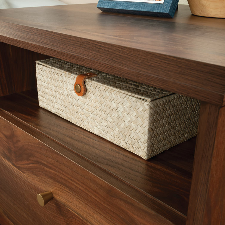 Grand Walnut Contemporary 1-Drawer Nightstand with Open Shelf