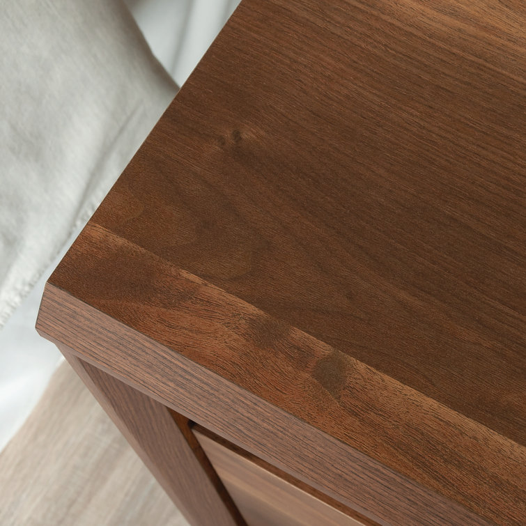 Grand Walnut Contemporary 1-Drawer Nightstand with Open Shelf