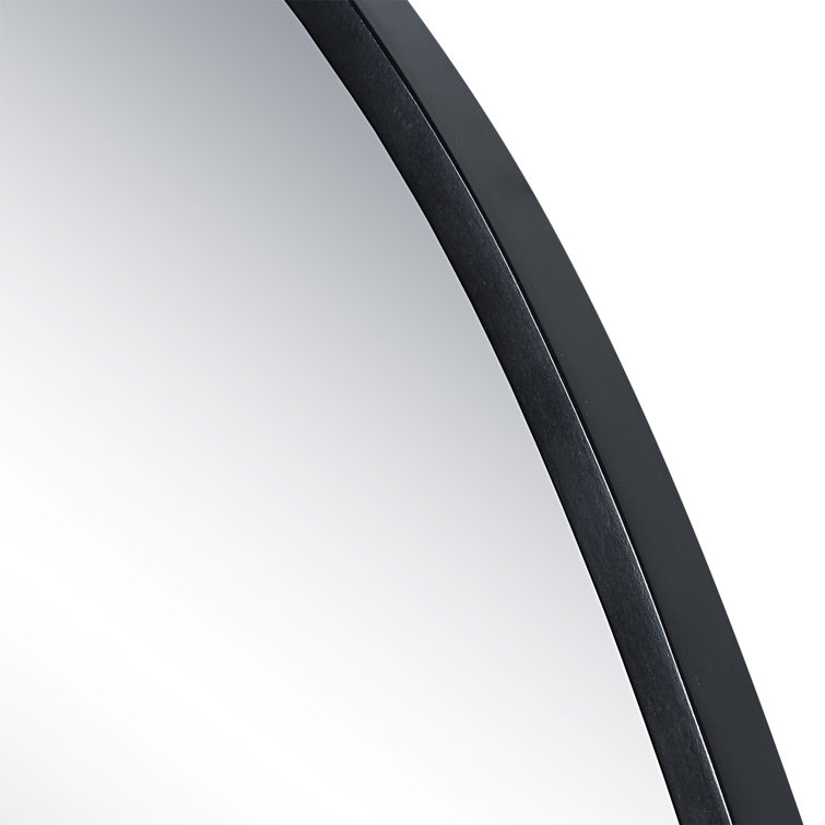 Bozeman Oval Wood & Matte Black Iron Wall Mirror, 42"x30"