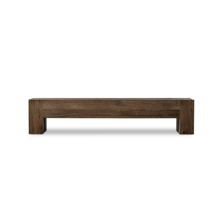 Ebony Rustic Wormwood Oak Dining Bench with Chunky Legs