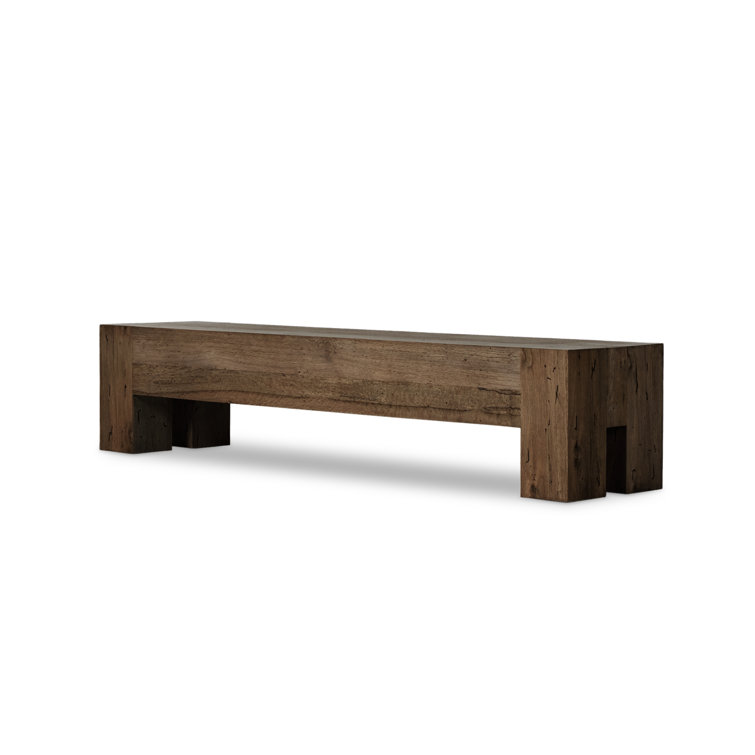 Ebony Rustic Wormwood Oak Dining Bench with Chunky Legs