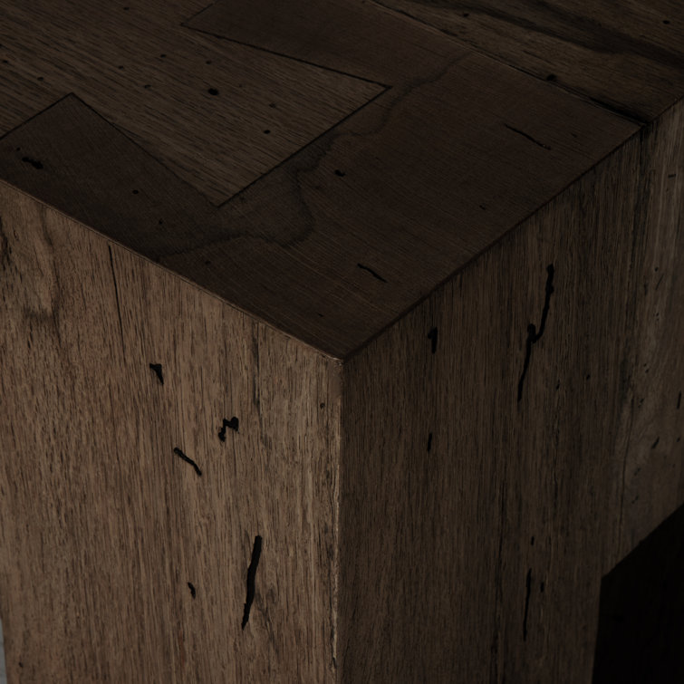 Ebony Rustic Wormwood Oak Dining Bench with Chunky Legs