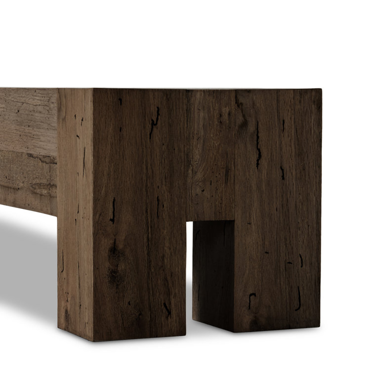 Ebony Rustic Wormwood Oak Dining Bench with Chunky Legs