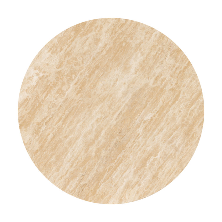 Contemporary Bianco Oak Round End Table with Italian Marble Top