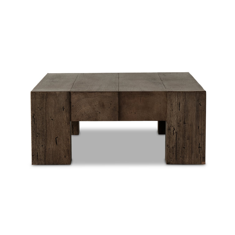 Wesson 35'' Ebony Rustic Wormwood Oak Rectangular Coffee Table with Storage