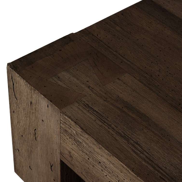 Wesson 35'' Ebony Rustic Wormwood Oak Rectangular Coffee Table with Storage