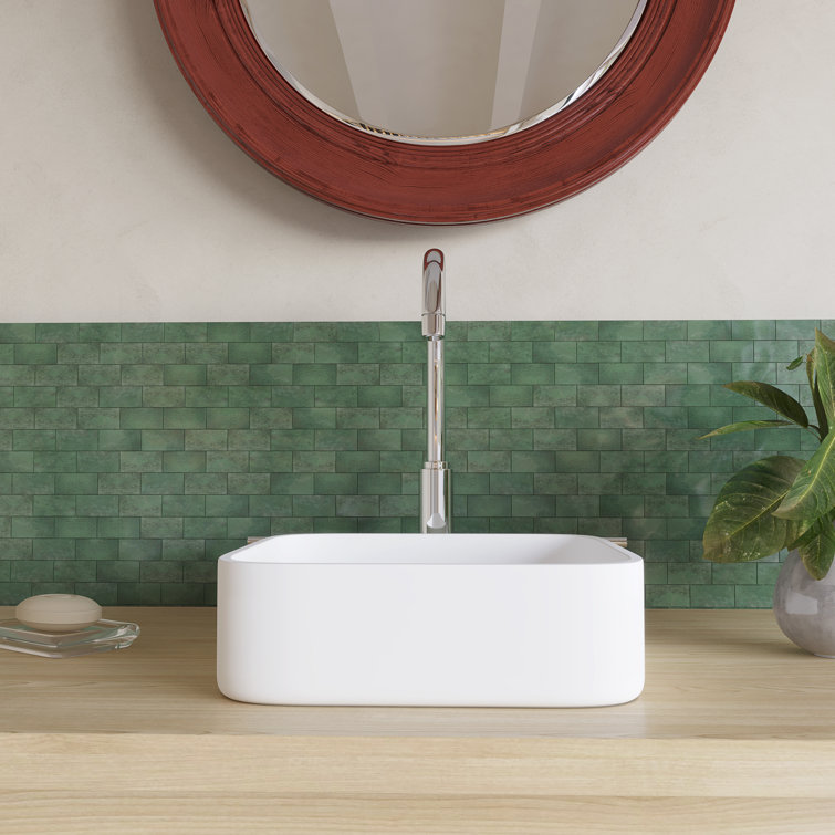 Matte White Solid Surface Square Vessel Bathroom Sink