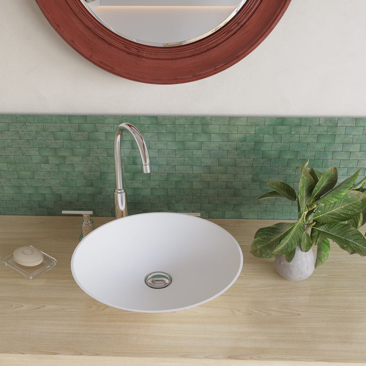 Mahdi Matte White Ceramic Round Vessel Sink, 18.9"