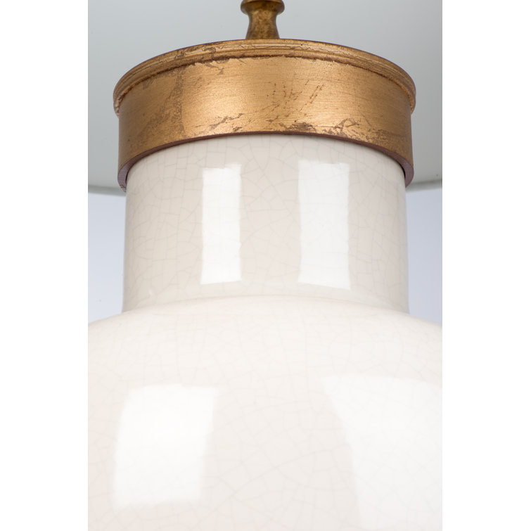 Atlantis Cove Ceramic Table Lamp with White Linen Shade