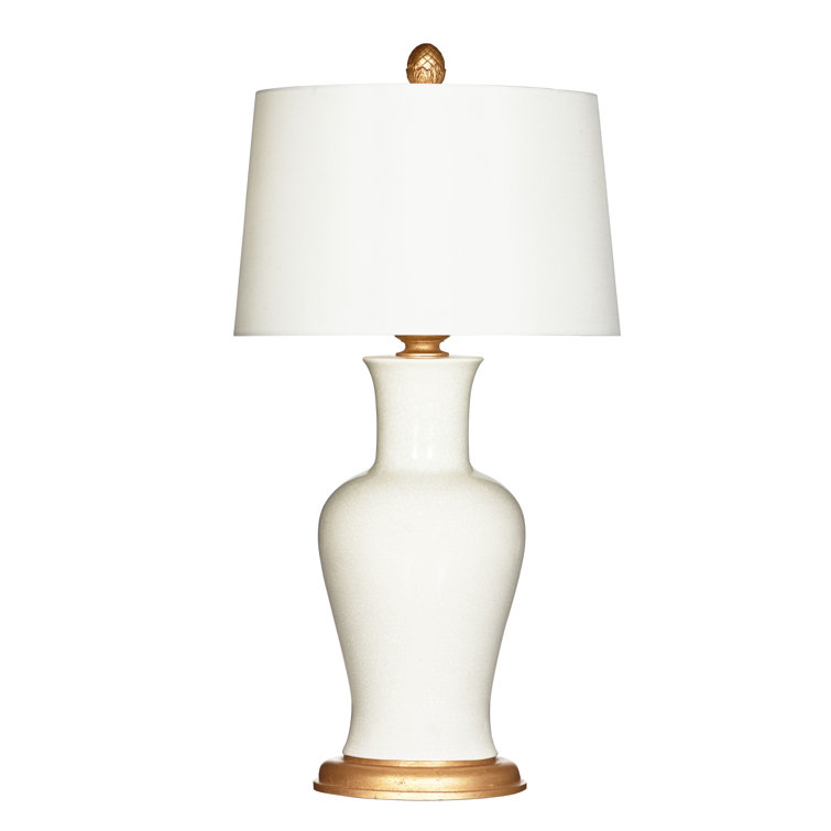 Amelie White Ceramic Table Lamp with Gold Leaf Base