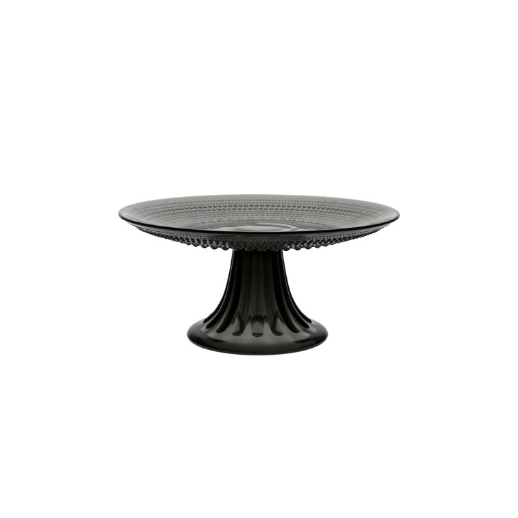 Storm Gray Glass Round Pedestal Cake Stand