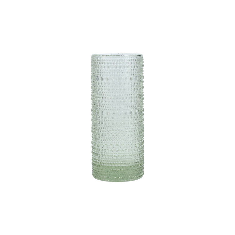 Sage Green Recyclable Glass Highball Set with Beaded Detailing