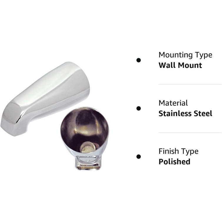 Polished Chrome Wall Mounted Tub Spout with Diverter