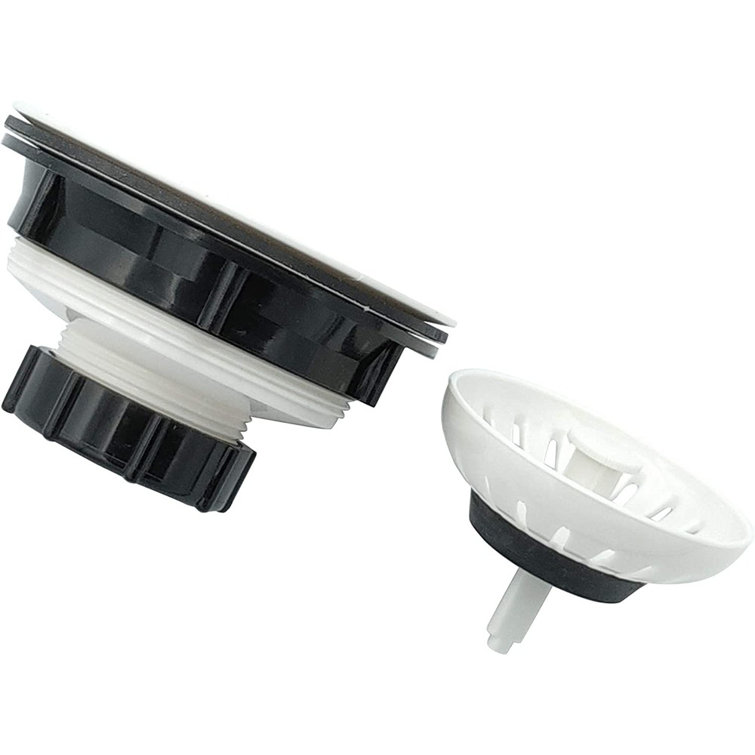 White ABS Plastic Kitchen Sink Basket Strainer with Rubber Stopper