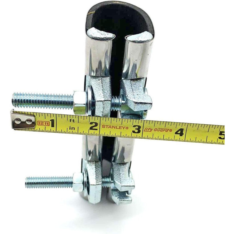 Stainless Steel Silver Pipe Repair Clamp with Two Bolts, 1-1/4 x 6 inches