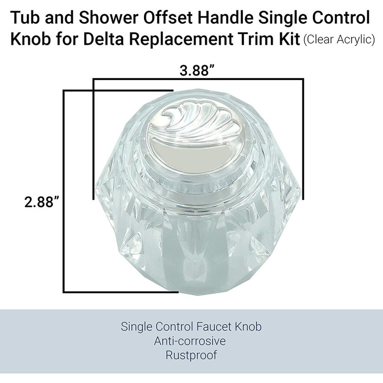 Clear Acrylic Tub and Shower Offset Handle Knob