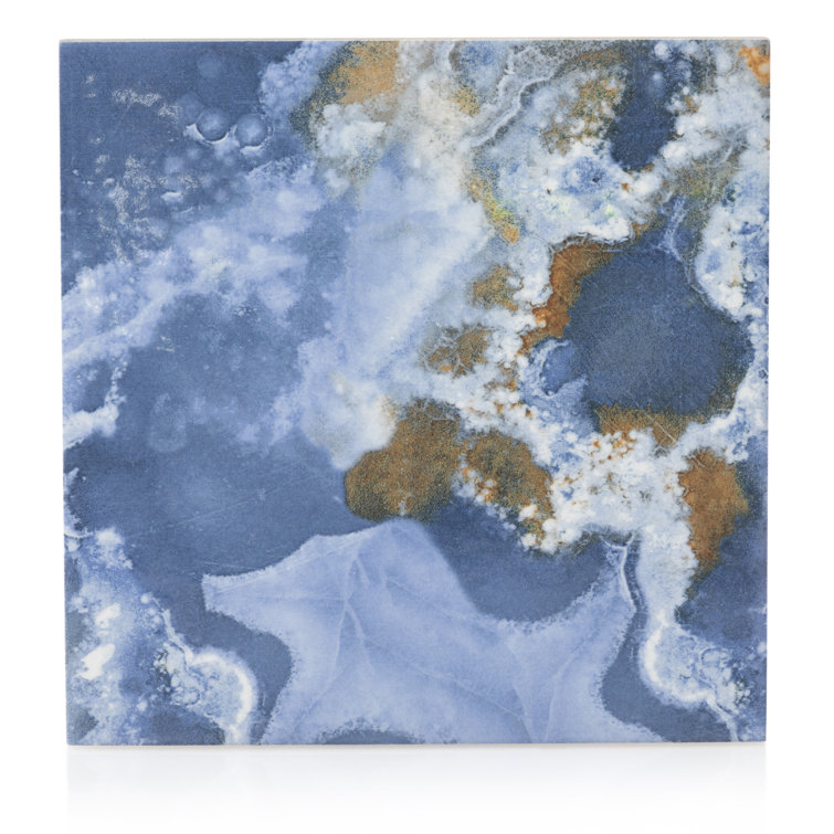 6" x 6" Cross Seas Blue Glossy Porcelain Pool Tile