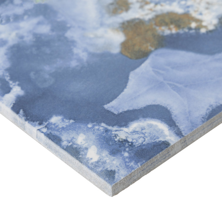 6" x 6" Cross Seas Blue Glossy Porcelain Pool Tile