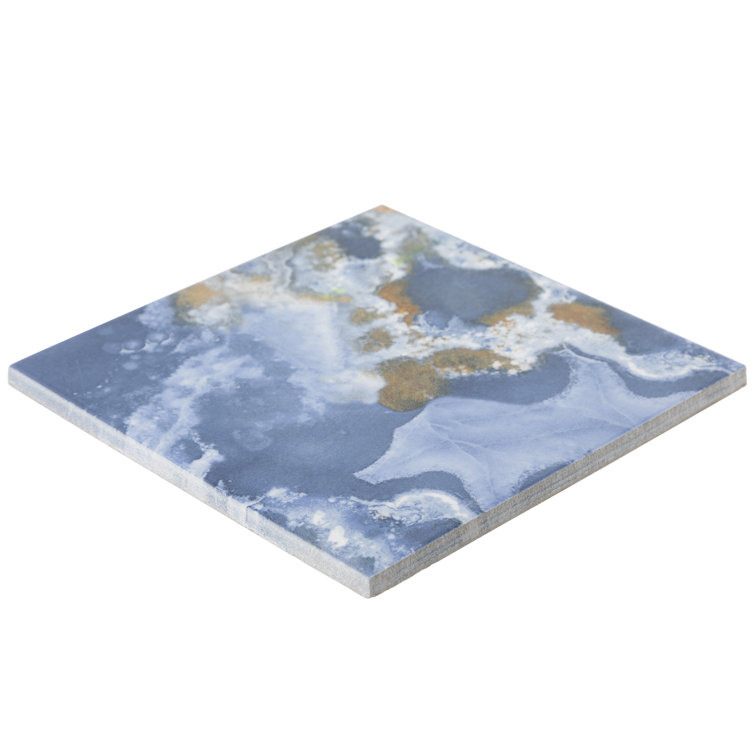 6" x 6" Cross Seas Blue Glossy Porcelain Pool Tile