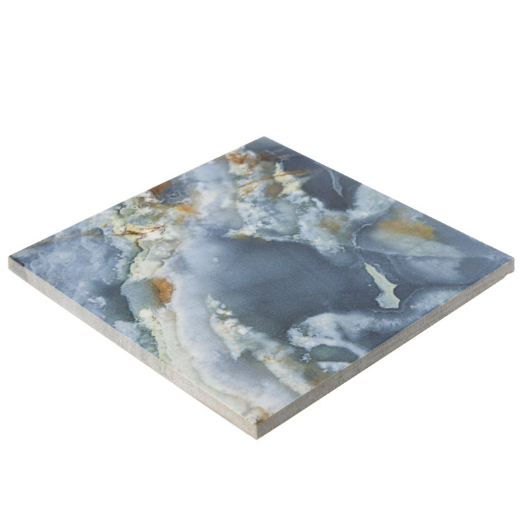 6" x 6" Glossy Blue and Gray Porcelain Pool Tile