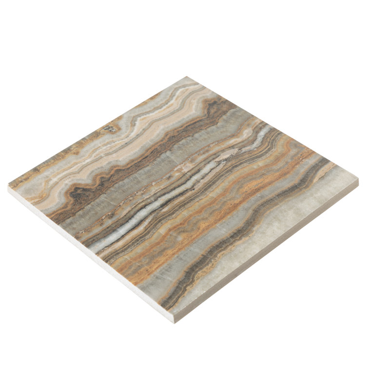 6" x 6" Glossy Beige and Brown Porcelain Pool Tile