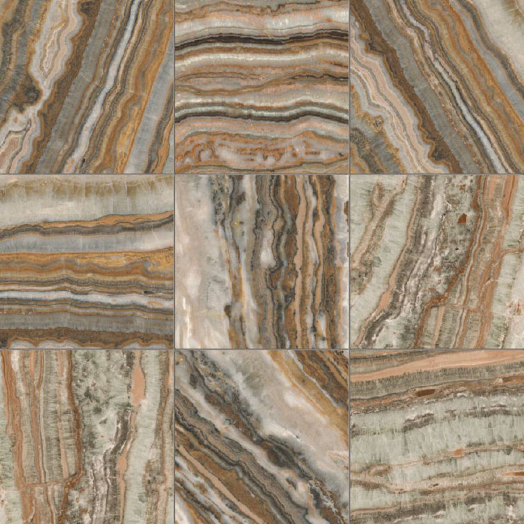 6" x 6" Glossy Beige and Brown Porcelain Pool Tile