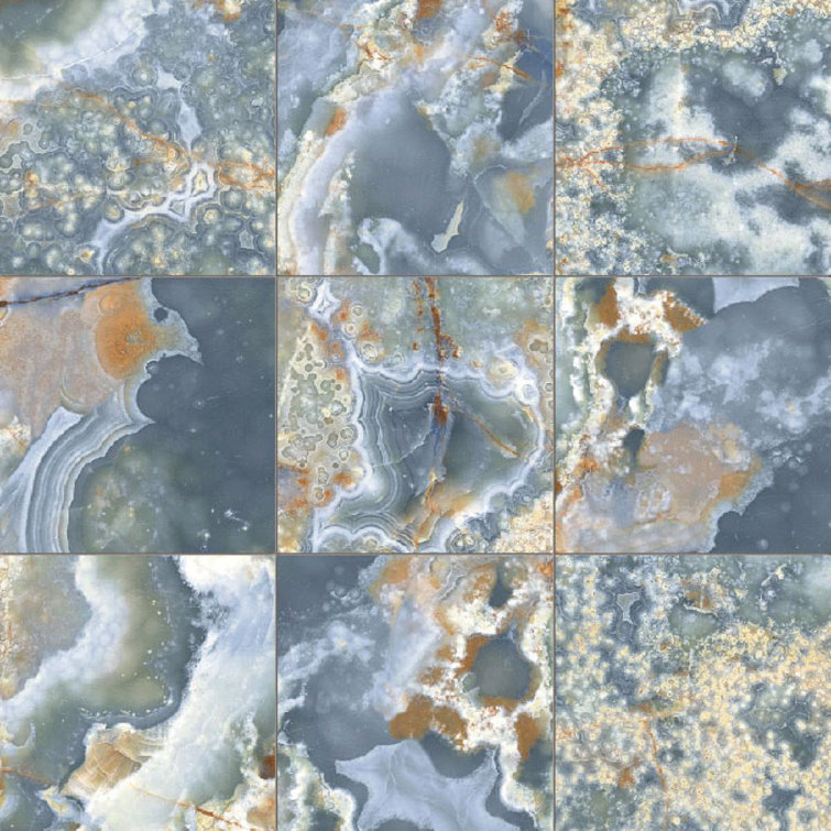 6" x 6" Glossy Blue and Gray Porcelain Pool Tile
