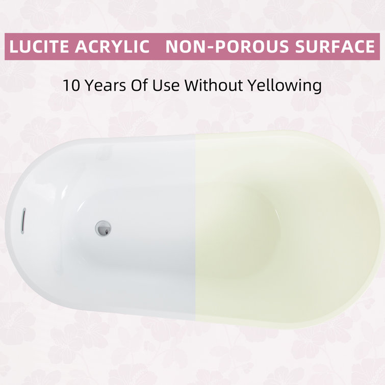63'' Glossy White Freestanding Acrylic Soaking Bathtub