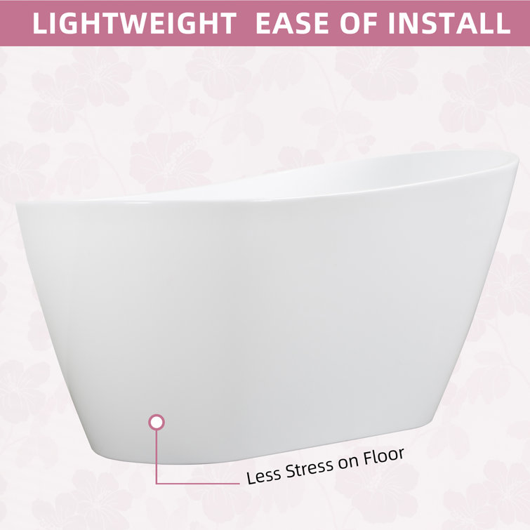 63'' Glossy White Freestanding Acrylic Soaking Bathtub