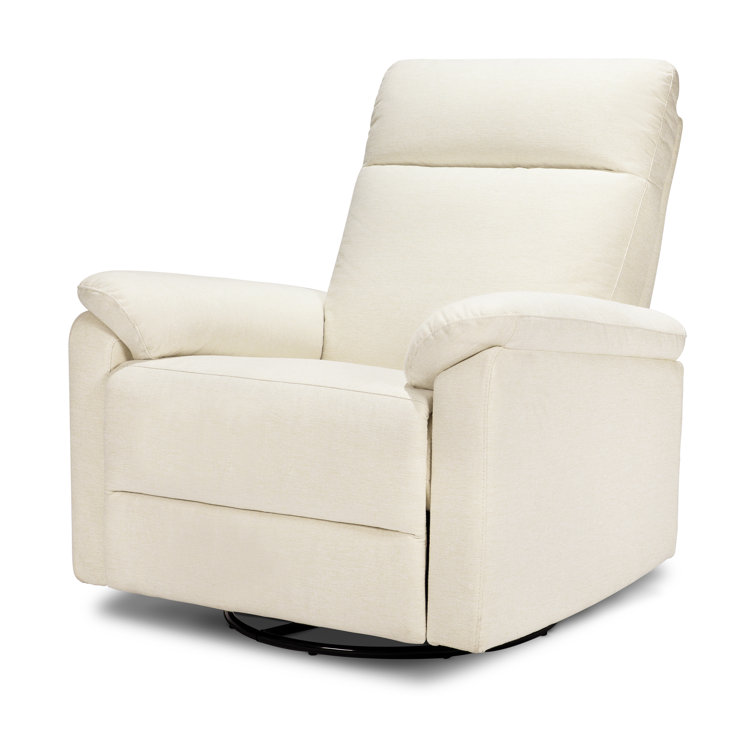 Vanilla Swivel Recliner with Wood Finish and USB Port