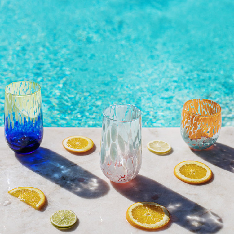 Nuvola 10 oz Orange and Light Blue Glass Tumbler