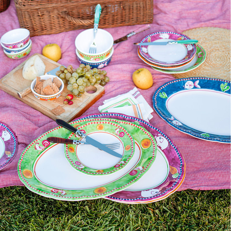 Blue and White Melamine Oval Serving Platter with Fish Design