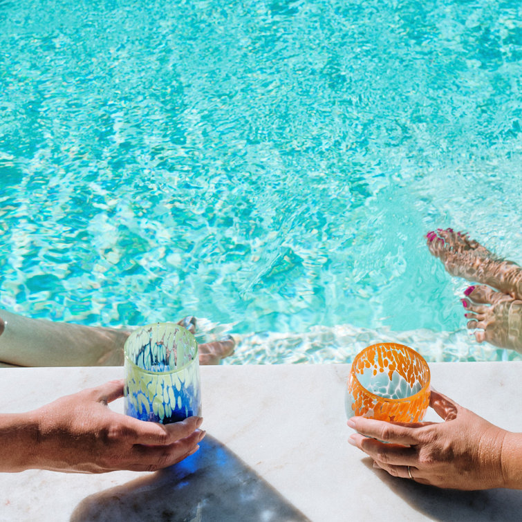 Nuvola 10 oz Orange and Light Blue Glass Tumbler