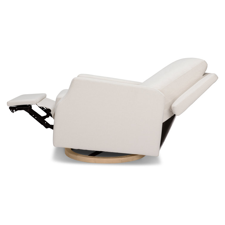 Cream Eco-Weave Recliner with Light Wood Swivel Base
